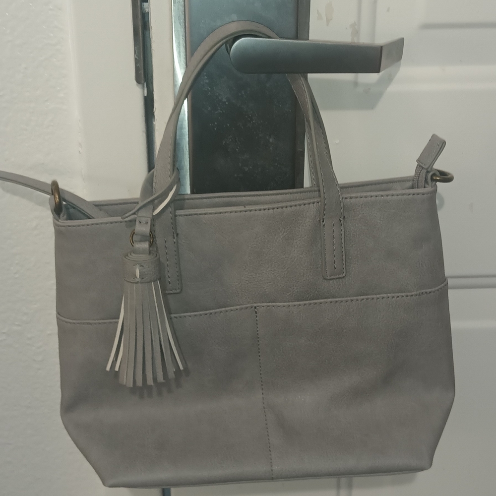 Elegant Gray Women's Tote with Tassel
